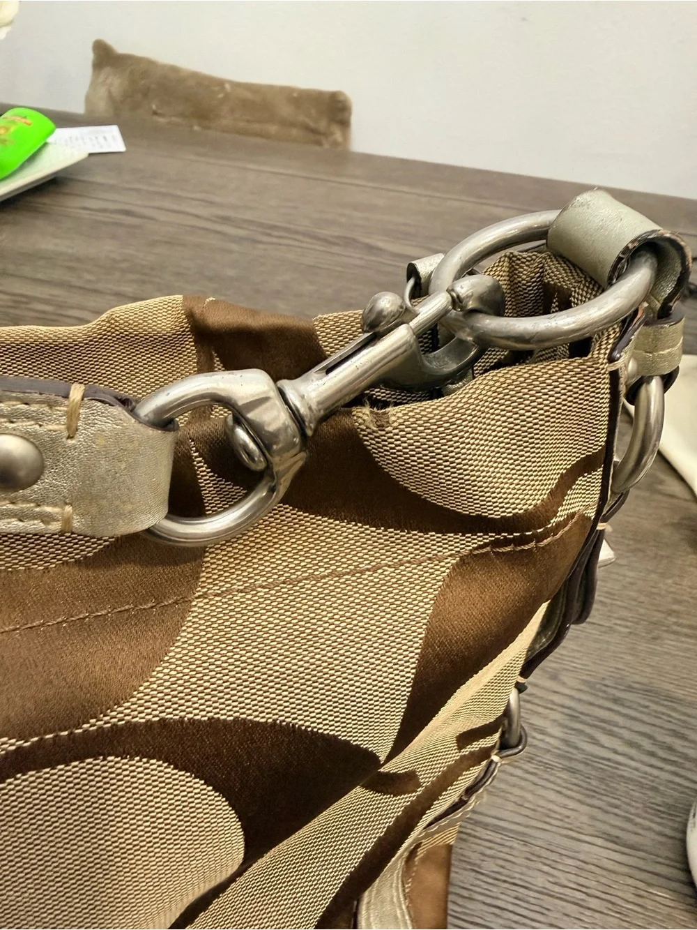 Coach Canvas Shoulder Bag in Brown and Tan Signature Print